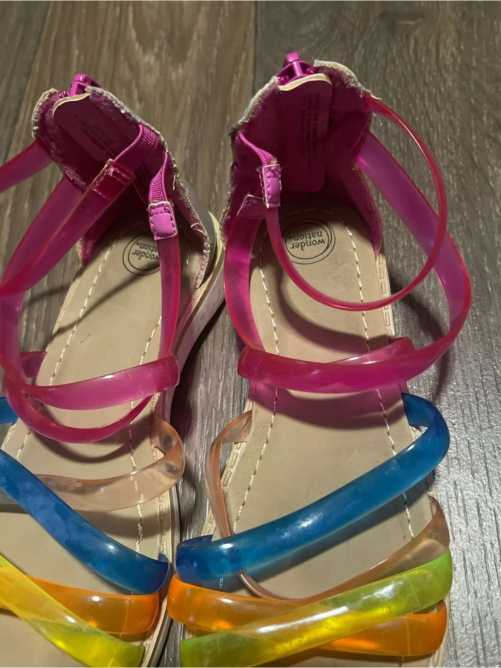 wonder nation Pink Multi-Color Jelly Strappy Sandals